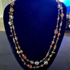 ⚜️3 for $30⚜️ Vintage Amber Coloured Station Necklace (Tiger Eye Glass Acrylic)